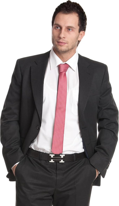 Aurolran Men&Womens Leather Dress Belt Business Automatic Buckle Belt Color-Black Silver Gold