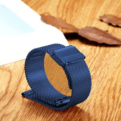Moran Stainless Steel Mesh Watch Band 20mm Quick Release Blue Replacement Metal Strap 18mm 20mm 22mm Compatible for Samsung Galaxy Watch 6 Band Classic 43mm 47mm 40mm 44mm (Blue, 20mm)