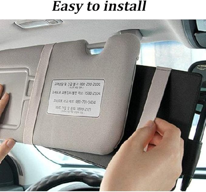 Car Visor Organizer, Auto Interior Accessories, Car Truck SUV Storage Pouch Holder, with Multi-Pocket Net Zipper (Black)