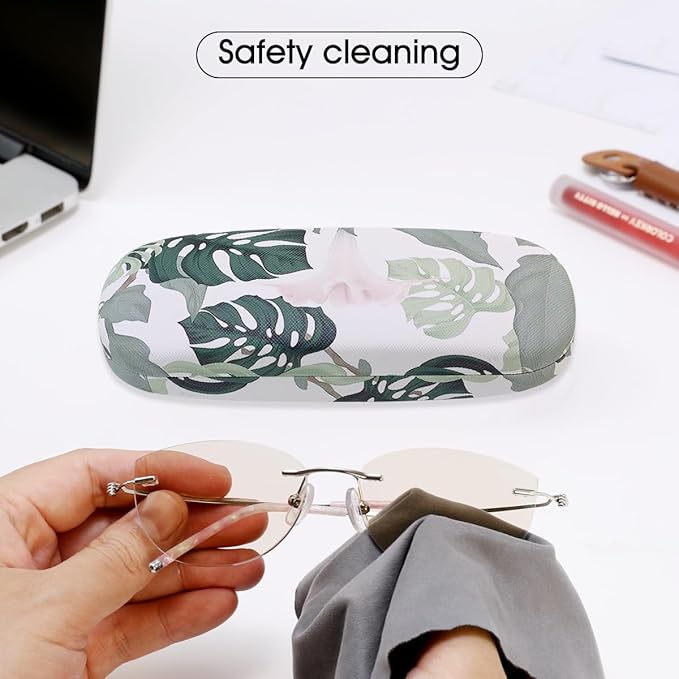PERFECTSIGHT Hard Shell Eyeglasses Case, PU Leather Protective Glasses Case, Cute Eyeglass Case for Women Men Girls
