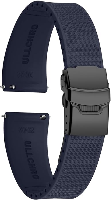 ULLCHRO Silicone Watch Band Quick Release Strap FKM Waterproof Watch Bands for Men 20mm 22mm Replacement Strap Sport Rubber Watchband