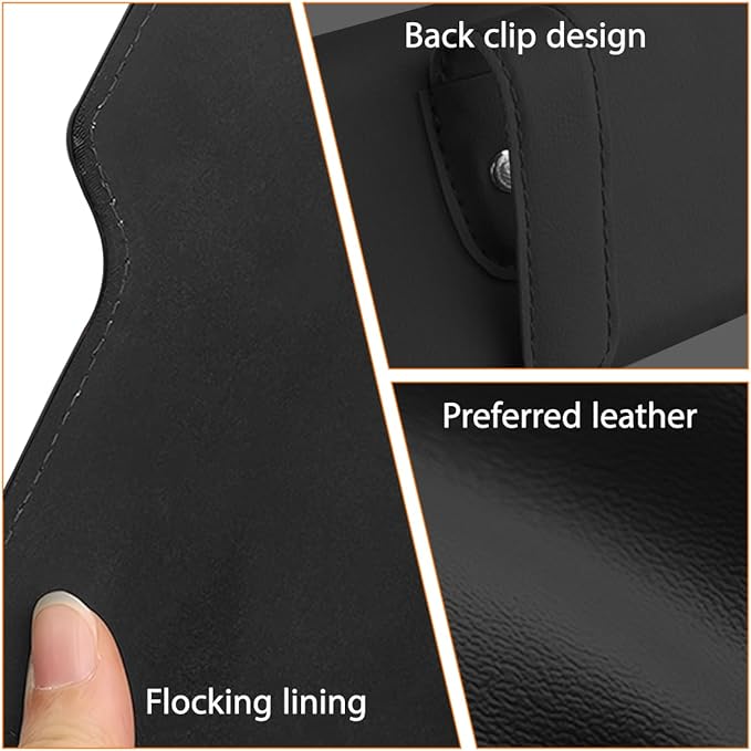 Zpana Sunglass Holder for Car Visor, Leather Auto Eyeglasses Sun Visor Organizer Case with Hidden Magnetic Closure, Auto Protective Glasses Storage Box, Universal for SUV RV Truck (Black)
