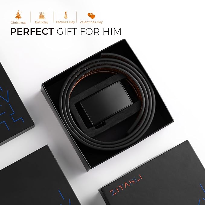 Zitahli Ratchet Belts for Men,Adjustable for Gift mens belt Leather For Dress and Casual Trim to Fit,Men's Accessories