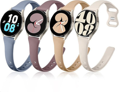GEAK Compatible with Samsung Galaxy Watch 7 Band/Galaxy Watch 6 5 4 Band 40mm 44mm,20mm Soft Slim Silicone Strap Compatible for Samsung Watch 4 Bands Small Starlight/Bluegrey/Smoke Violet/Milk Tea