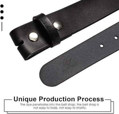 HJones Western Belts for Men without Buckle,Cowboy Belt Buckles for Men,1.5" Wide Genuine Leather Belt No Buckle