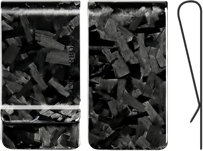MONOCARBON Carbon-Fiber-Money-Clip-for-Men, Minimalist-Money-Holder for Cash, High Elastic Carbon-Fiber-Wallet, Slim and Durable