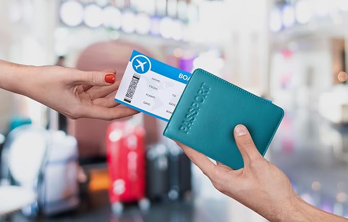 Teal Basic Genuine Leather RFID Passport Cover