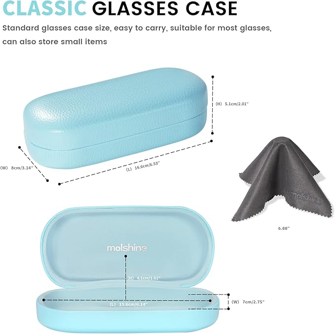 molshine Hard Shell Leather Sunglasses Case,Classic Large Glasses Case for Women Men,Sunglass Eyeglasses