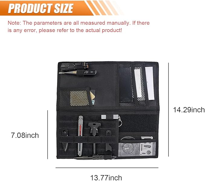 ZIMISI Tactical Molle Car Visor Organizer, 600D Oxford Cloth Truck Visor Molle Panel Sunshade Storage Pouch Holder with Multi-Pocket, Tactical Gear Car Sun Visor Organizer for Most Cars (Black)