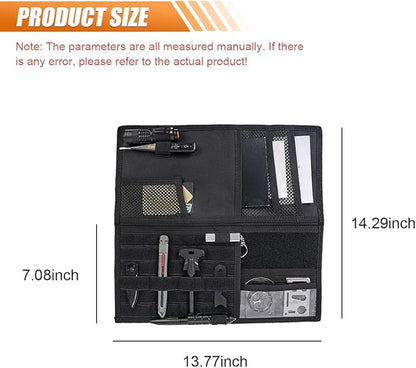 ZIMISI Tactical Molle Car Visor Organizer, 600D Oxford Cloth Truck Visor Molle Panel Sunshade Storage Pouch Holder with Multi-Pocket, Tactical Gear Car Sun Visor Organizer for Most Cars (Black)