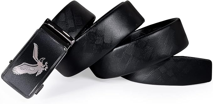 Dubulle Designer Ratchet Belt for Men Leather Fashion Adjustable Automatic Buckle Sliding Removable Dress Casual