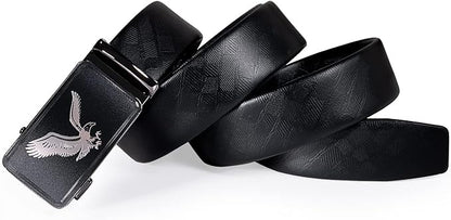 Dubulle Designer Ratchet Belt for Men Leather Fashion Adjustable Automatic Buckle Sliding Removable Dress Casual