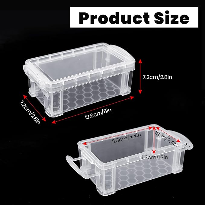 testyu Small Plastic Box, 5" X 2.8" X 2" Stackable Mini Storage Box with Lid, Clear Organizer Container for Jewelry Beads, Small Crafts Items Accessories - -6 Pack
