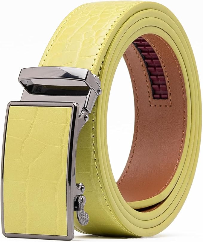 Fabio Valenti Mens Belt,Ratchet Belt Dress with 1 3/8" Genuine Leather with Easier Adjustable Buckle, Trim to Fit