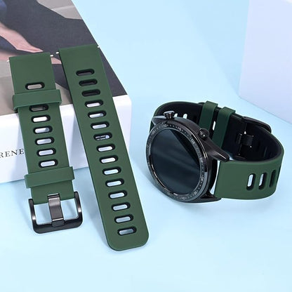 WOCCI 20mm Bicolor Watch Band, Silicone Rubber, Quick Release Replacement Strap for Men and Women, Black Stainless Steel Buckle (Green-Black)