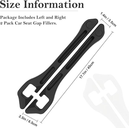 Car Seat Gap Filler 2-Pack, Universal Car Seat Gap Filler Organizer, Seat Gap Plug – Fills Gap Between Seat & Console (Premium Black)