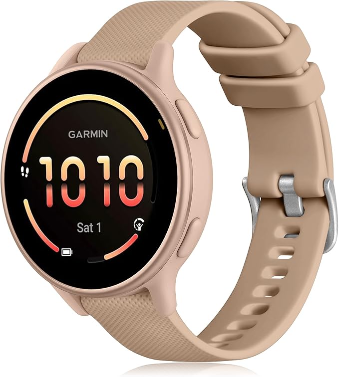 GEAK Compatible with Garmin Vivoactive 5 Watch Bands for Women Men, Silicone 20mm Quick Release Watch Band for Vivoactive 3/Vivoactive 3 Music/Garmin Venu/Venu Sq/Forerunner 645/245 Smartwatch MilkTea