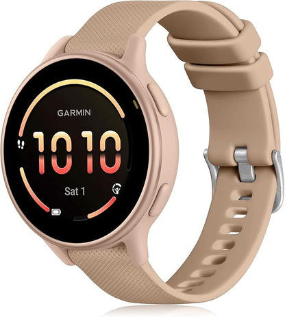 GEAK Compatible with Garmin Vivoactive 5 Watch Bands for Women Men, Silicone 20mm Quick Release Watch Band for Vivoactive 3/Vivoactive 3 Music/Garmin Venu/Venu Sq/Forerunner 645/245 Smartwatch MilkTea