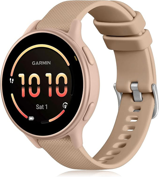GEAK Compatible with Garmin Vivoactive 5 Watch Bands for Women Men, Silicone 20mm Quick Release Watch Band for Vivoactive 3/Vivoactive 3 Music/Garmin Venu/Venu Sq/Forerunner 645/245 Smartwatch MilkTea
