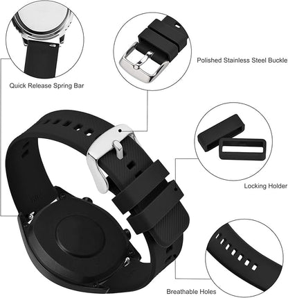 BISONSTRAP Watch Strap 18mm 19mm 20mm 21mm 22mm, Quick Release Silicone Watch Bands for Men Women