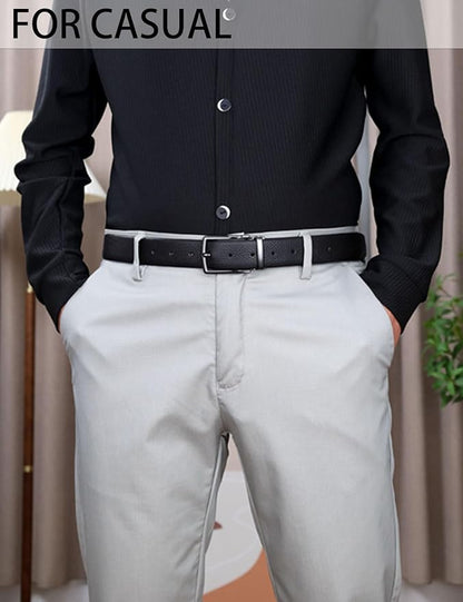 Men's Genuine Leather Dress Belt, 1.38" Wide, Premium Cowhide Business Casual Belt, Classic Design for Work and Formal Wear