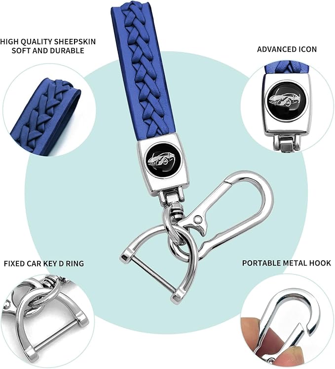 Creativity Suitable for BMW key fob Cover. Advanced soft TPU key box is compatible with F30 F45 F55 G20 G30 X1 X3 X4 X5 X6 X7 3 5 6 7 8 M5 M6 GT series smart key (Type B Blue Key Case + key chain set)