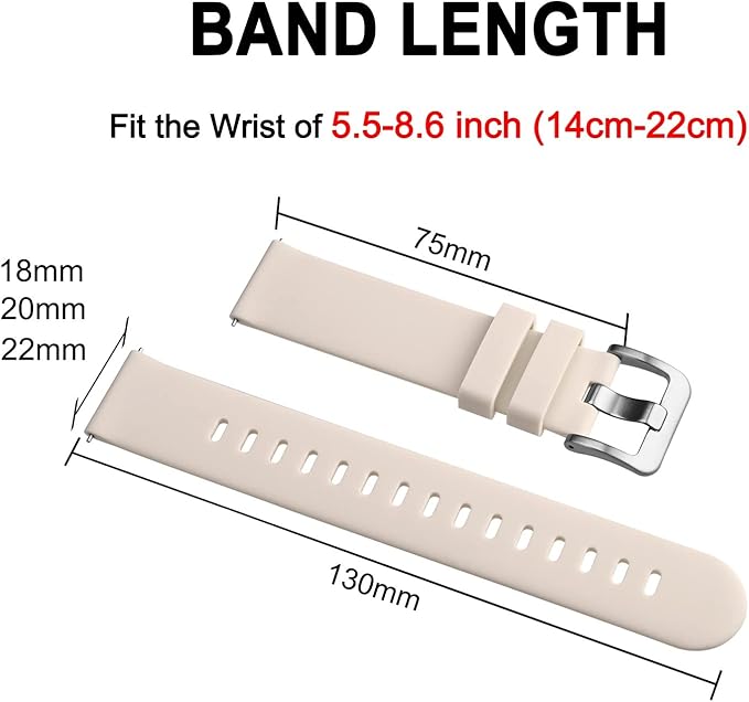 BISONSTRAP Silicone Watch Bands, Slim Watch Straps with Quick Release, 17mm, Ivory (Beige) with Silver Buckle