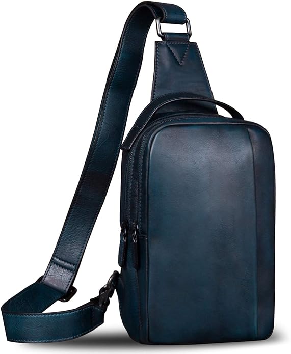 Genuine Leather Sling Bag for Men and Women Vintage Real Leather Sling Backpack Shoulder Crossbody Bags Chest Purse