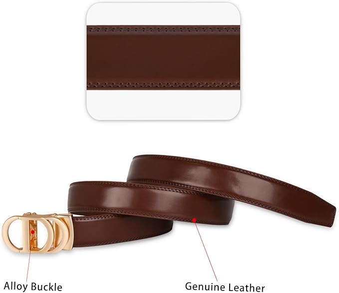 Aurolran Men&Womens Leather Dress Belt Business Automatic Buckle Belt Color-Black Silver Gold