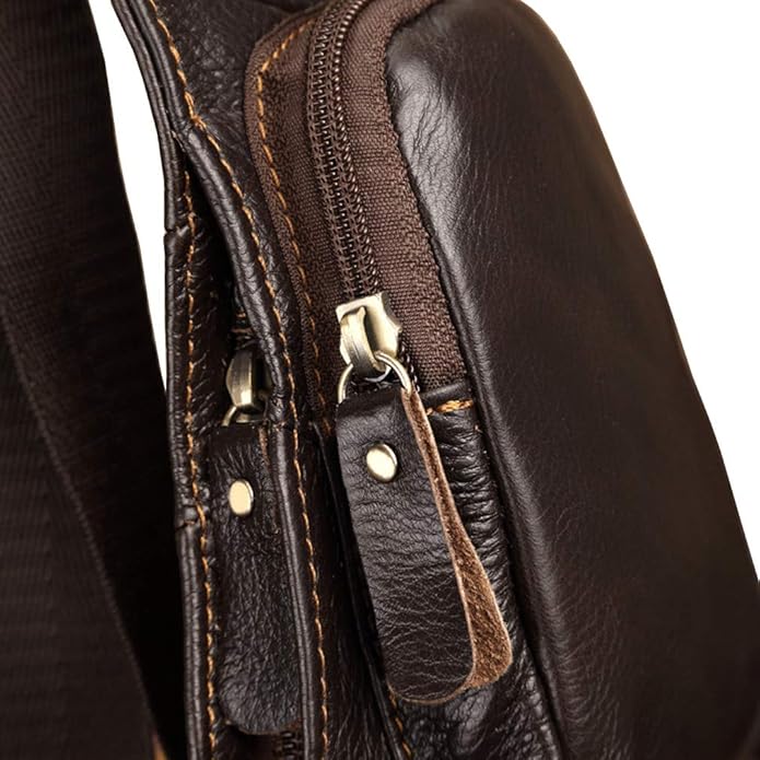 Hebetag Leather Sling Bag Crossbody Backpack for Men Women Travel Outdoor Camping