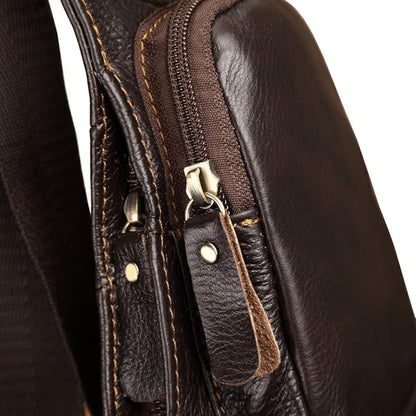Hebetag Leather Sling Bag Crossbody Backpack for Men Women Travel Outdoor Camping