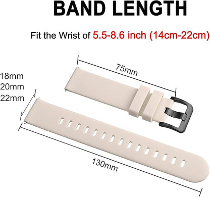 BISONSTRAP Silicone Watch Bands, Slim Watch Straps with Quick Release, 19mm, Ivory (Beige) with Black Buckle