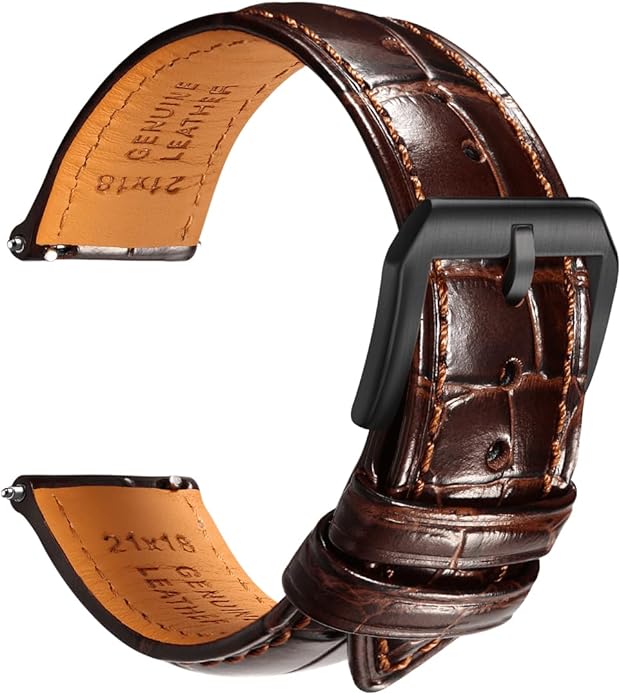 REZERO Leather Watch Bands for Men, Quick Release Watch Straps, Luxury Italian Alligator Grain Embossed Band Replacements 19mm 20mm 21mm 22mm