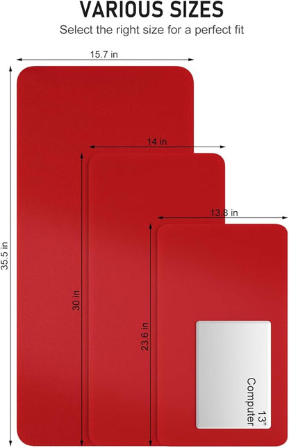 Desk Pad, 30" x 14" PU Leather Non-Slip Desk Mat Large Mouse Pad for Desktop, Waterproof Laptop Computer Writing Mat for Office, Home, Work, Gaming, Bright Red