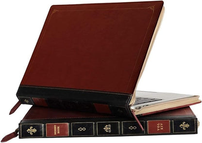 MOSISO Compatible with MacBook Air 15 inch 2025 2024 2023 M4 M3 M2/Pro 15 inch Case A1990 A1707 2019-2016, PU Leather Laptop Sleeve Vintage Retro Zippered Portfolio Protective Case Cover, Wine Red