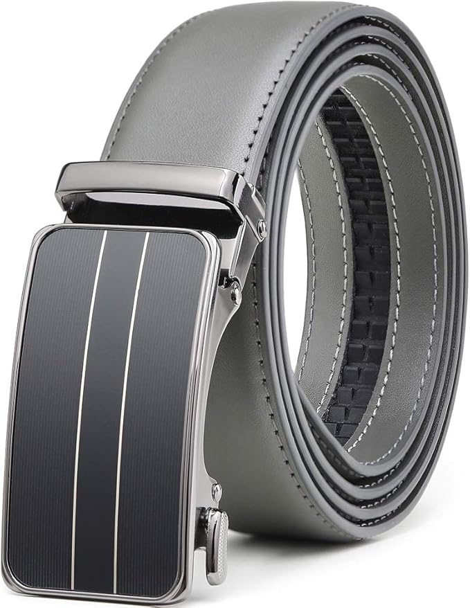 Founders & C Men's Ratchet Belt 1 3/8",Leather Dress Belt Adjustable with Click Sliding Buckle Trim to Exact Fit