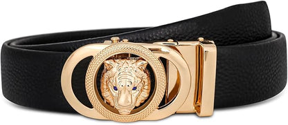 Aurolran Men&Womens Leather Dress Belt Business Automatic Buckle Belt Color-Black Silver Gold