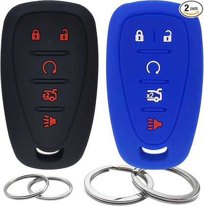 GFDesign 2 Pcs Silicone Key Fob Cover Remote Case Keyless Protector Compatible with 2016-2020 Chevrolet Chevy Malibu Camaro Cruze Equinox Sonic Spark Traverse Blazer Bolt EV Trax Volt 5 Buttons