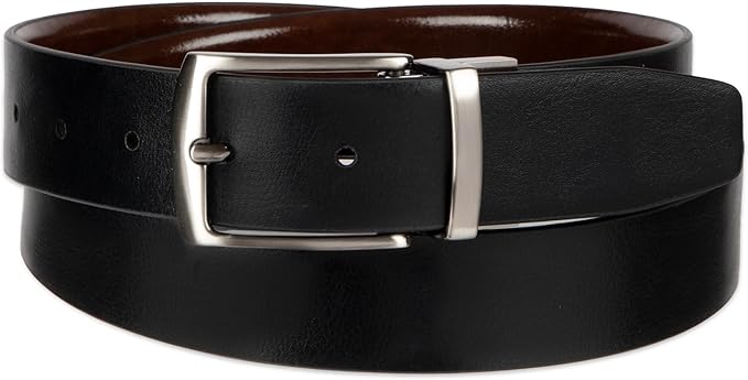 Haggar Men's 2-in-1 Reversible Leather Belt for Dress Pants, Suits, Khakis - Classic, Business Casual, Formal, Work