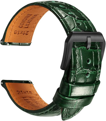 REZERO Leather Watch Bands for Men, Quick Release Watch Straps, Luxury Italian Alligator Grain Embossed Band Replacements 19mm 20mm 21mm 22mm