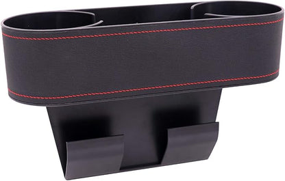 Car Seat Organizer Cup Drink Holders,Multifunctional Gap Filler Storage Box,Insert Organization Helps Reduce Distracted Driving&Holds Phone Mount Mug Bottle Cellphones Coasters Wallet Cards (Black)