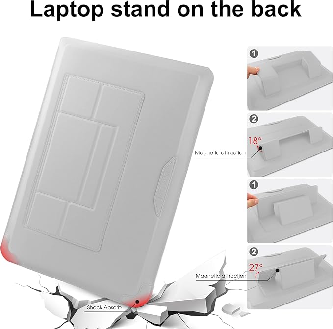 HoYiXi 14 Inch Laptop Sleeve Case Leather Bag with Stand Compatible with Mac Book Pro 14 2021/ASUS Vivobook 14/HP Pavilion X360/IdeaPad 14/Dell HP ASUS Acer Huawei Matebook 14'' PC, Silver