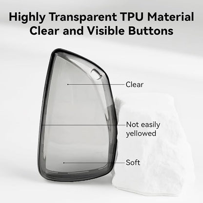 Clear TPU Key Fob Cover, Compatible with GMC Yukon Denali Sierra 2021-2026, Fit for Chevy Silverado Suburban Tahoe Buick etc, Transparent Soft Key Case (Grey, 1 Pcs)