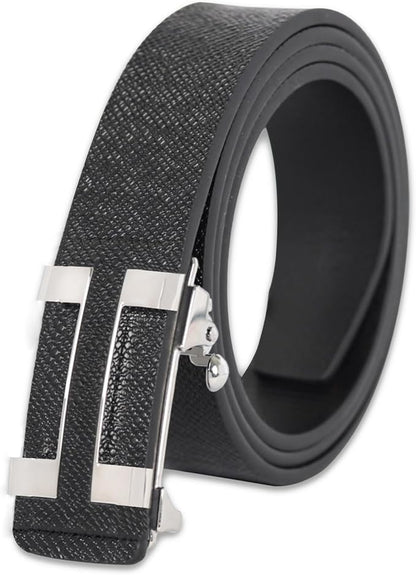 Aurolran Men&Womens Leather Dress Belt Business Automatic Buckle Belt Color-Black Silver Gold