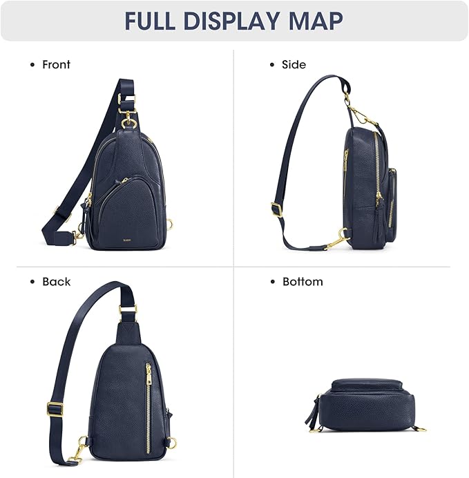Kattee Sling Bag for Women, Leather Fanny Packs Crossbody Purse, Small Chest Bag with RFID Blocking, Blue