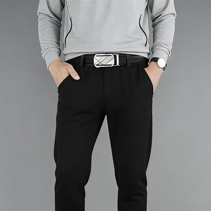 Lingli Men's Belt,Ratchet Dress Belt with Automatic Buckle Brown/Black-Trim to Fit-35mm wide