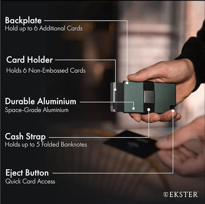 Ekster Aluminum Cardholder Wallet for Men | Metal Wallets with RFID Blocking Layer | Slim & Minimalist Aluminum Wallet with Push Button for Quick Card Access