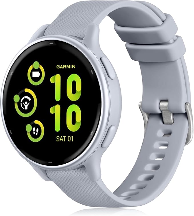 GEAK Compatible with Garmin Vivoactive 5 Watch Bands/Garmin Vivoactive 3 Watch Bands,20mm Silicone Band for Vivoactive 3 Music/Vivomove Sport,Forerunner 645/245 Music Smartwatch Women Men Light Gray