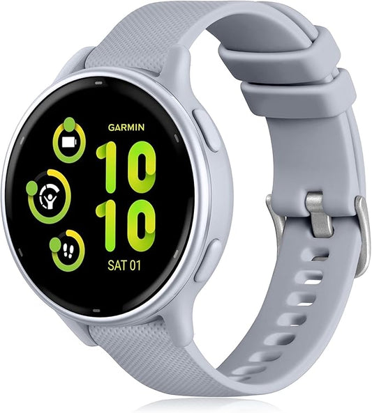 GEAK Compatible with Garmin Vivoactive 5 Watch Bands/Garmin Vivoactive 3 Watch Bands,20mm Silicone Band for Vivoactive 3 Music/Vivomove Sport,Forerunner 645/245 Music Smartwatch Women Men Light Gray