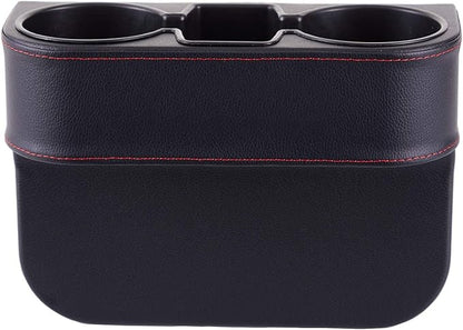 Car Seat Organizer Cup Drink Holders,Multifunctional Gap Filler Storage Box,Insert Organization Helps Reduce Distracted Driving&Holds Phone Mount Mug Bottle Cellphone Coaster Wallet Card (XBD-Black)